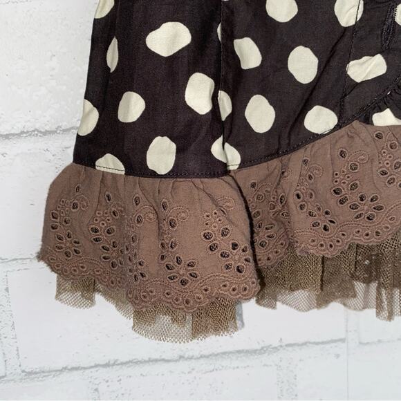 Jean Bourget French Designer Girls sz 6 Brown Polka Dot Jacket Tulle Ruffle - Picture 4 of 10